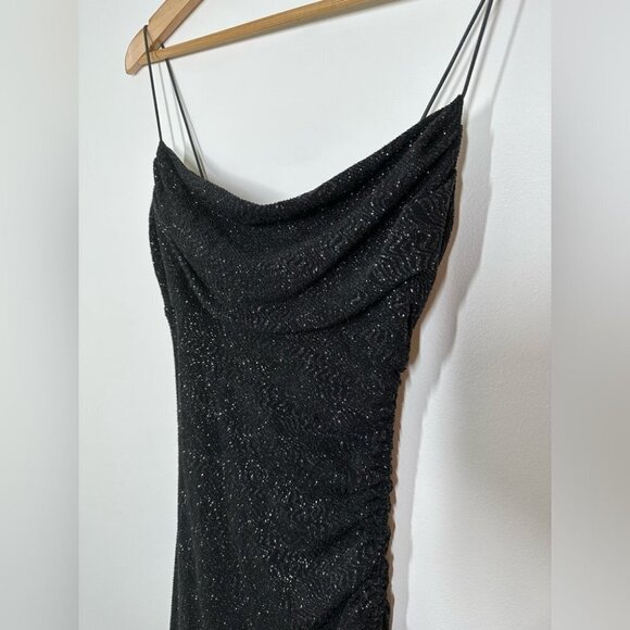VINTAGE City Triangles Black Sparkle Slip Dress Size Medium - Picture 3 of 8